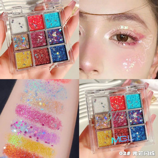 Bảng Phấn Mắt 9 Màu Sequin, Khay Nhũ Mắt Kim Tuyến Trang Điểm Lấp Lánh HaminStore