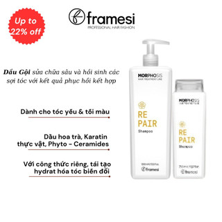 Dầu gội phục hồi hư tổn sửa chữa sâu và hồi sinh các sợi tóc Framesi MORPHOSIS REPAIR SHAMPOO