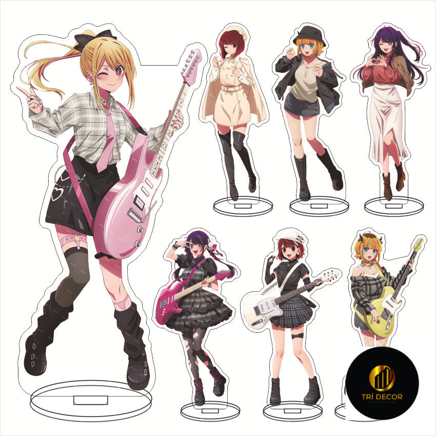 Móc Khoá, Mô Hình Standee Anime Oshi No Ko Nhân Vật Akuamarin Hoshino Ai Rubii Trang Trí Bàn Học, Làm Việc