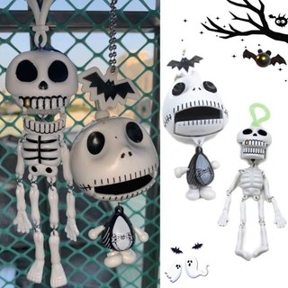 Vui Nhộn Kéo Dây Đầu Lâu Móc Khóa Halloween Đầu Lâu Phát Sáng Trong Bóng Tối Túi Đồng Hồ Mặt Dây Chuyền Quà Tặng Trang Trí