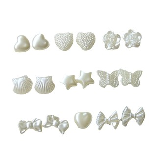 Nail Art Mini Ngọc trai giả vỏ hoa hồng trắng bướm phụ kiện DIY bông tai phụ kiện tóc vật liệu ốp điện thoại bán buôn