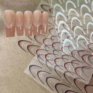 [Beautifulhome] Đề can dán móng tay Gradient kiểu Pháp 3D Mẹo kiểu Pháp Làm móng tay nghệ thuật Gel Thanh trượt trang trí Phụ kiện [làm đẹp]