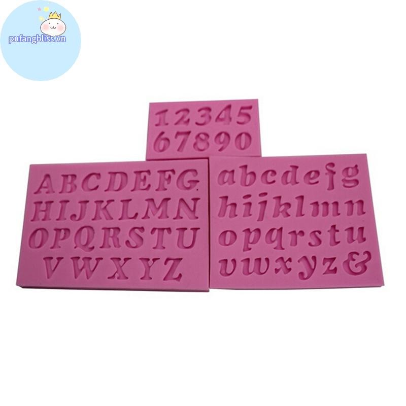 Pufangbliss 3 Cái Mới Chữ & Số Silicon Handmade Fondant Bánh Decoag DIY Khuôn VN