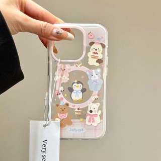 Hoạt Hình Dễ Thương jellycat Từ Đứng Ốp lưng iPhone16 15 14 13 Pro Max Chống Sốc Bảo Vệ camera Chống Rơi Lưng Cứng