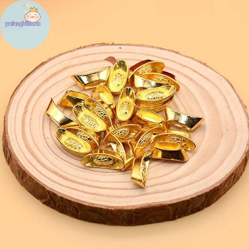 Pufangbliss 10 thỏi Vàng Trung Quốc Yuan Bao Giàu Có Tượng Vàng Thỏi Trang Trí Trang Trí Năm Mới Thanh May Mắn Tiền Thịnh Vượng VN