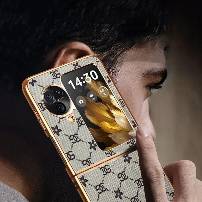 Ốp YJD Cho OPPO Find N3 Flip N2 Flip Sang Trọng Da Tốt Mạ Điện Cạnh Chống Sốc Ốp Điện Thoại