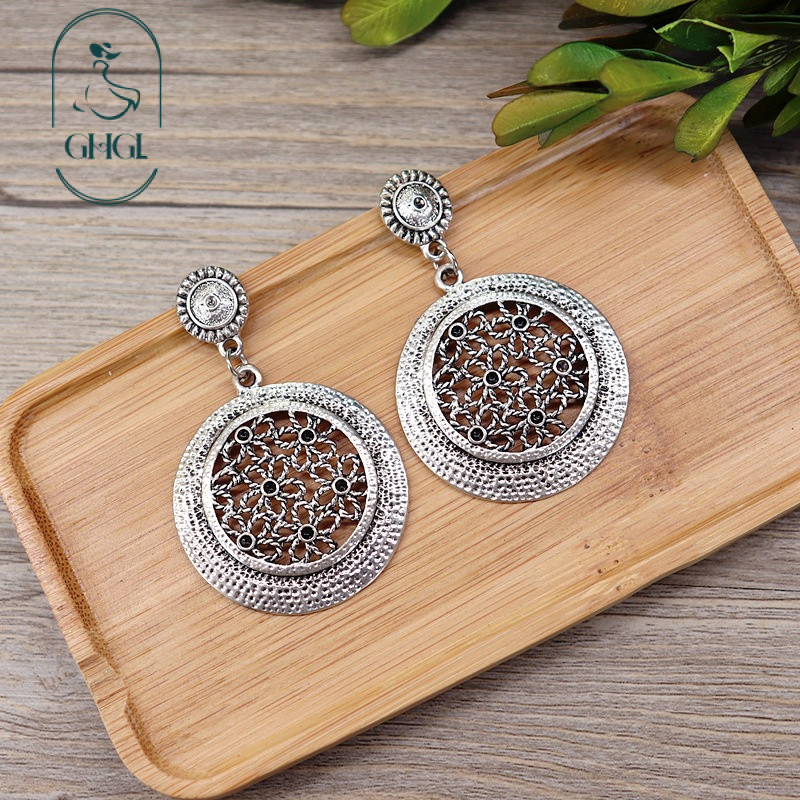Ghgl❤️Retro Phong Cách Dân Tộc Tây Tạng Bông Tai Hoa Hình Học Dài Nữ Cá Tính Sang Trọng Rỗng Bông Tai Phù Hợp Với Kỳ Nghỉ Bông Tai