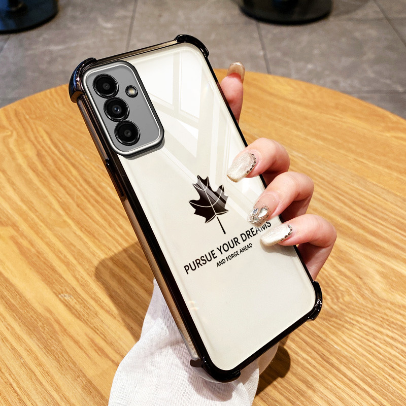 Ốp Điện Thoại YBD Cho Samsung Galaxy A36 A16 A13 A05S A14 A15 A34 A35 A54 A55 A24 A25 5G Vỏ Họa Tiết Lá Phong Đơn Giản Trong Suốt Siêu Mỏng