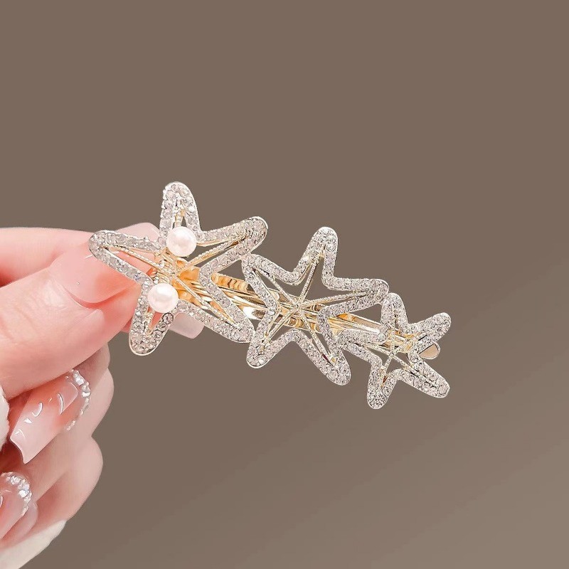 Mauropoli Kẹp Tóc Ngọc Trai Sao Biển Nữ Xuân Hè, Kẹp Bên, Kim Cương Giả, Kẹp Gãy, Mũ Đội Đầu Tóc Ngắn