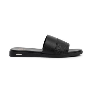 Dép da bò nam quai ngang chính hãng Fttleather, dép da cao cấp phối họa tiết monogram êm chân D606