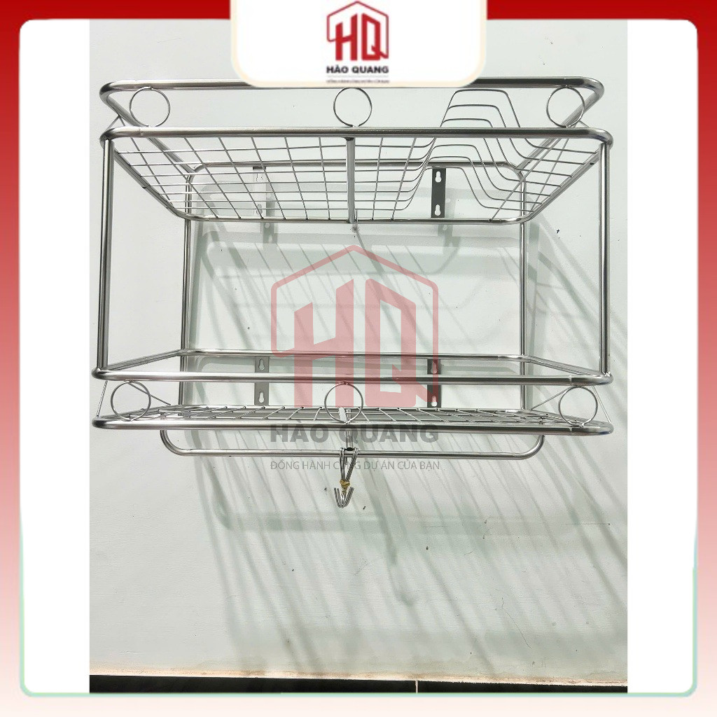 Kệ Treo Inox 201 2 Tầng – Kệ Bếp Treo Tường Đa Năng, Không Gỉ, Chịu Lực tốt
