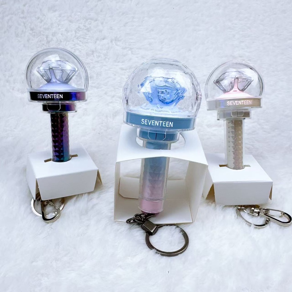 Kpop Idol Seventeen Mini Lightstick Keyring SVT 10th Anniv Edition Buổi hòa nhạc Glow Stick Móc khóa cho Carat Collectibles Quà tặng