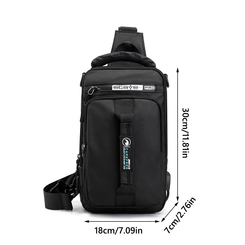 Ba lô đeo vai HOBBYIN, Túi đeo chéo sạc USB chống nước, Túi đựng túi đeo ngực chống trộm có dây kéo dành cho nam