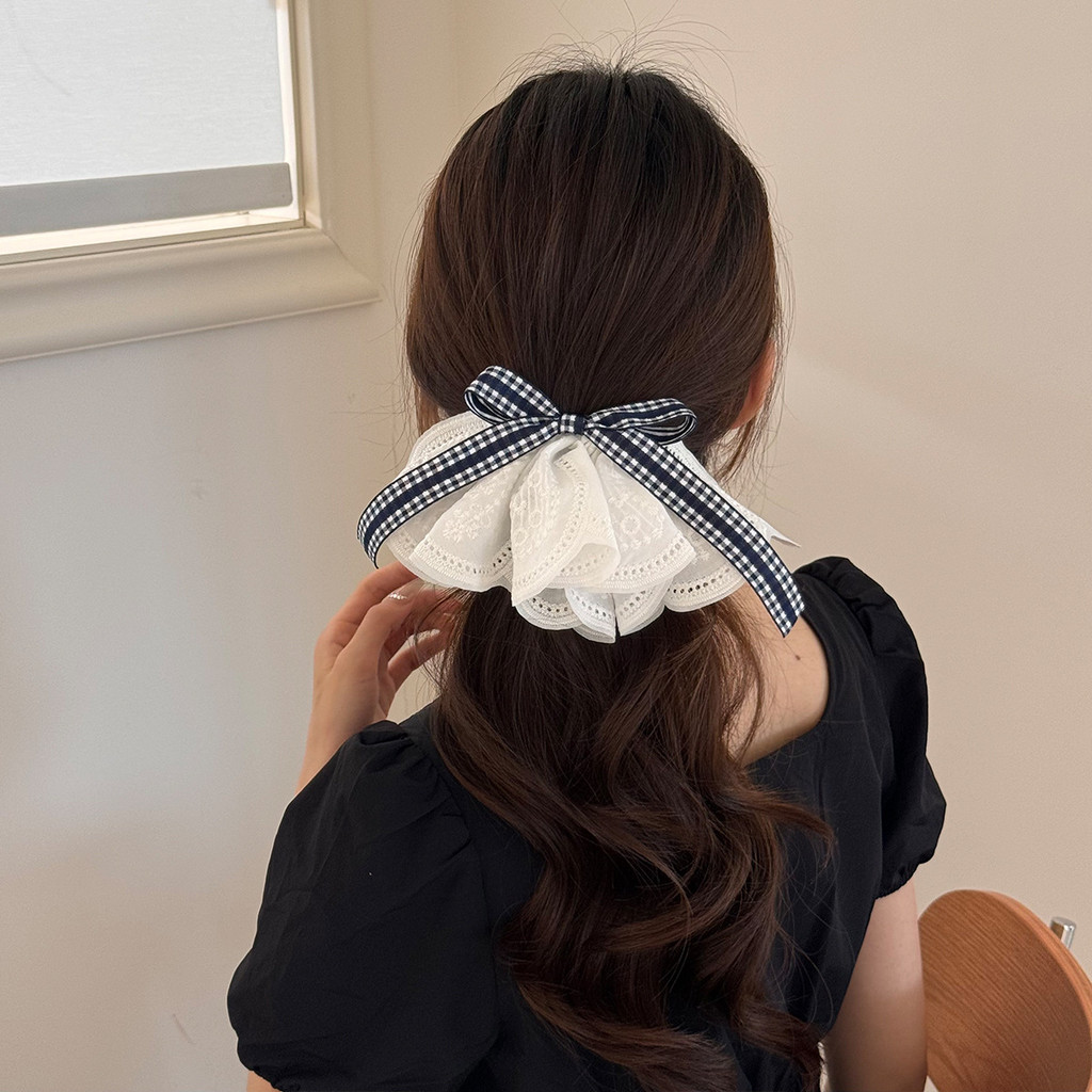 Kẹp tóc nơ Hàn Quốc Kẹp tóc ren trắng Kẹp tóc mùa xuân