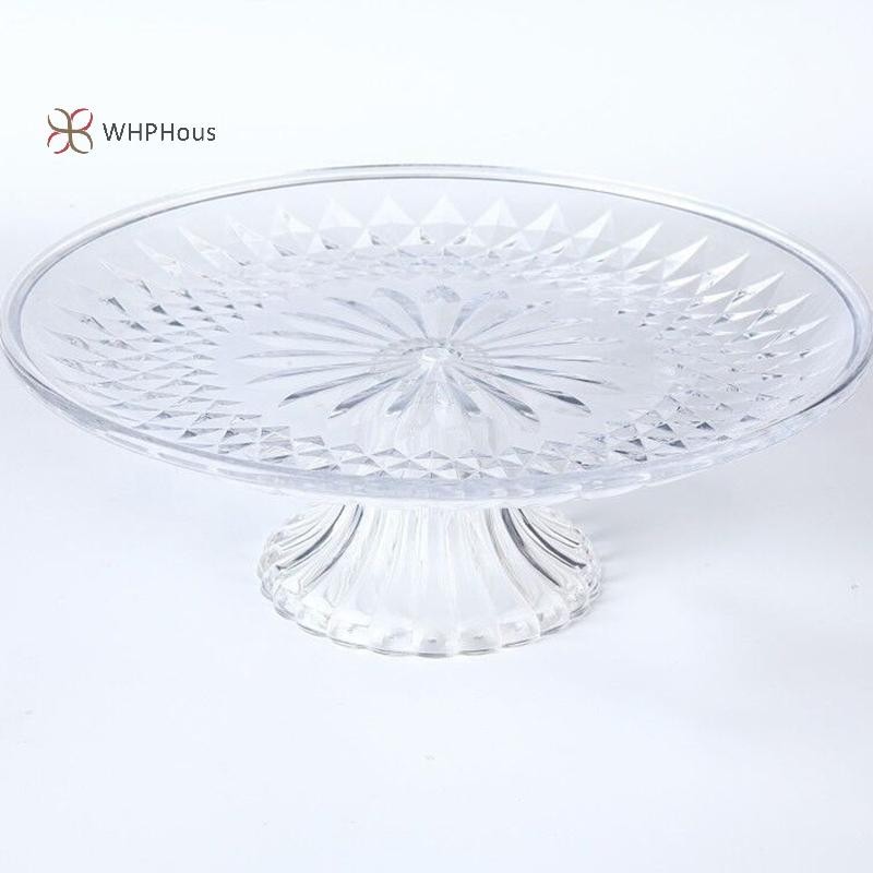 < WHPHous-t > Đĩa phục vụ trong suốt bằng Acrylic Trái cây tráng miệng Khay đựng bánh Cupcake Đế trưng bày Đĩa ăn tối tròn Đồ dùng nhà bếp