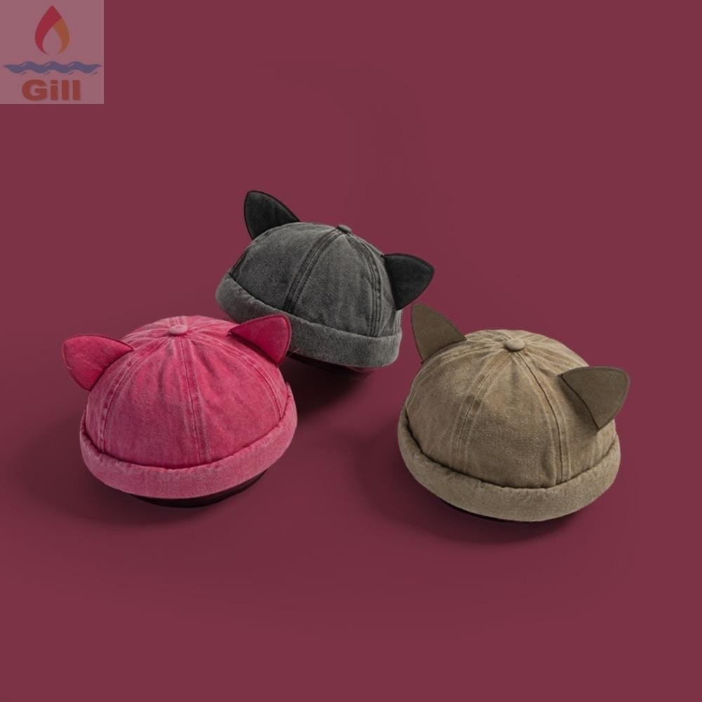 Gill Tai Mèo Chủ Nhà Mũ, Mũ Beanie Thoáng Khí Cũ Giặt, Thời Trang Cotton Màu Trơn Unisex Không Vành Mũ Nam
