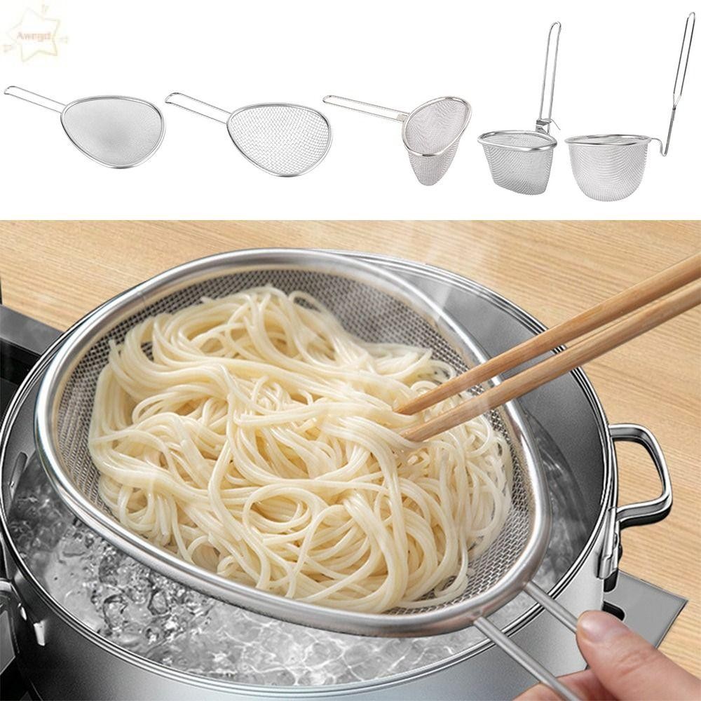 Thìa lọc lưới AWNGD, Dụng cụ lọc thực phẩm bằng thép không gỉ 304 bạc, bền bỉ, muỗng mì Hàn Quốc, dụng cụ nồi nóng, dụng cụ nhà bếp