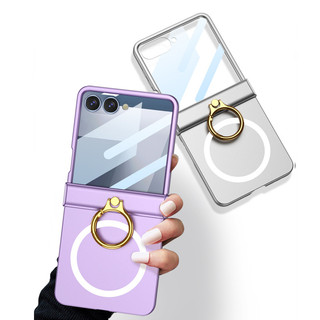 Ốp Lưng Từ Tính Cho Samsung Z Flip 7 6 5 Flip7 Flip6 Flip5 5G PC Siêu Mỏng Cứng Bản Lề Gấp Vỏ Bảo Vệ Có Phim Cường Lực