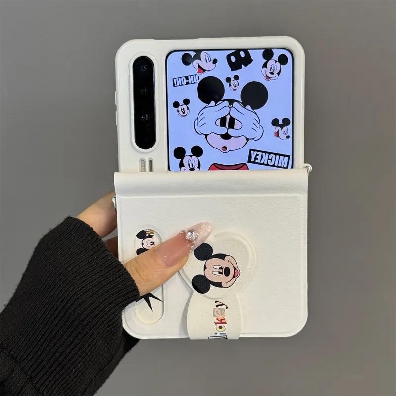 Ốp Điện Thoại Thích Hợp Cho Samsung Galaxy ZFlip7 Hoạt Hình Dễ Thương Mickey Minh Họa Miếng Dán Vòng Tay Gấp Vỏ Cho ZFlip 7 6 5 4 5G N3Flip MixFlip Dây Bảo Vệ