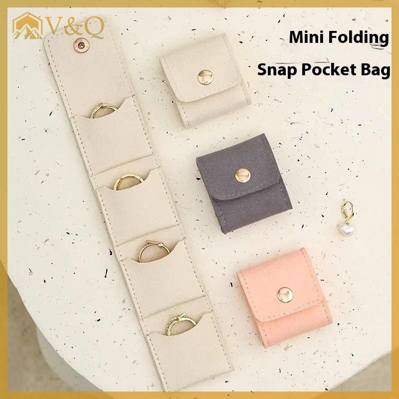 Littleloves1 Dễ Thương Nhỏ Microfiber Snap Đóng Túi Trang Sức Gấp Túi Bảo Quản Bông Tai Vòng Charm Vòng Cổ Người Tổ Chức Quà Tặng Túi EN
