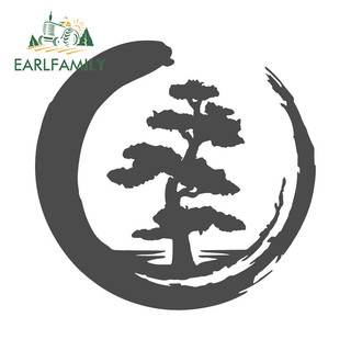 EARLFAMILY Enso Vòng Tròn Cây Nhật Bản Dán Xe Máy Ván Lướt Sóng cốp Xe Sáng Tạo Chống Thấm Nước Vinyl Decal Chống Trầy Xước Kiểu Dáng Xe