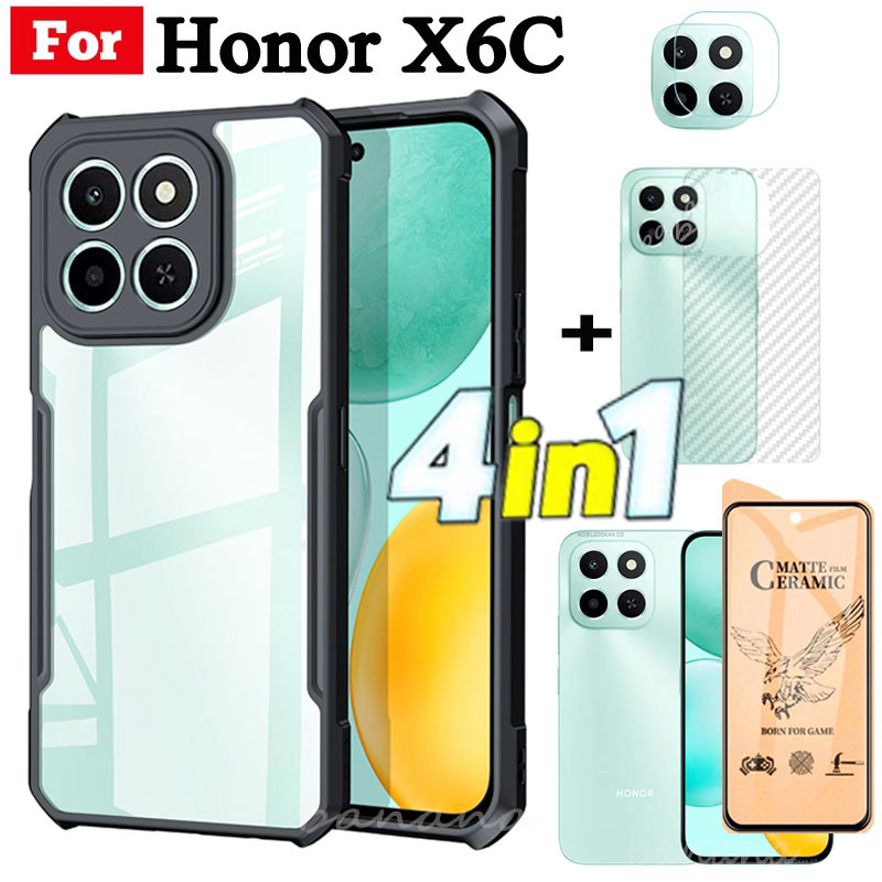 Ốp Điện Thoại Chống Sốc 4 Trong 1 Honor X6C Cho Honor X6B X7C X7B X8C X8B Bảo Vệ Toàn Diện Kính Cường Lực Bảo Vệ Màn Hình Và Phim Ống Kính Và Phim Mặt Sau