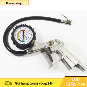 【24H】Đầu Vòi Bơm Ô Tô Xe Máy Kiêm Đồng Hồ Đo Áp Suất Lốp Chính Xác, Tiện Dụng Cho Gara & Gia Đình