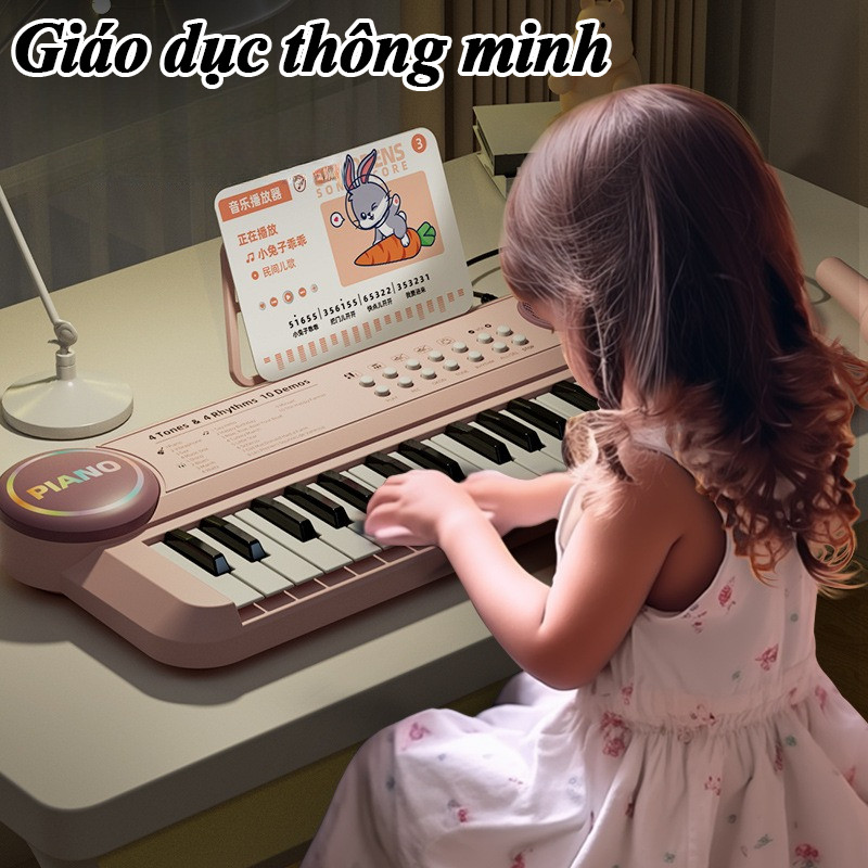 Đàn Piano Điện Tử Cao Cấp, Đàn Organ Kèm Mic Hát Chất Liệu ABS An Toàn, Đồ Chơi Âm Nhạc Dành Cho Bé