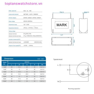 Toplanswatchstore BM CBB61 1-3.5uF 450V Quạt Điều Hòa Không Khí Pin Bo Mạch Chủ Tụ Điện Khởi Động Một Phần VN