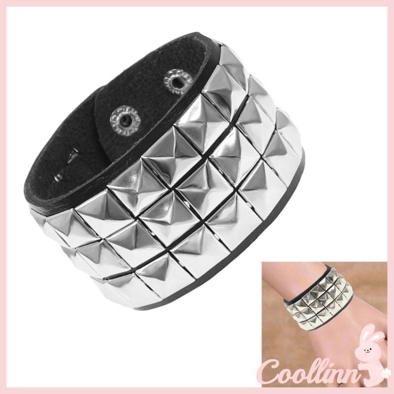 VOng tay COO Punk vuông studded dây da - Thiết kế thời trang cho giới trẻ