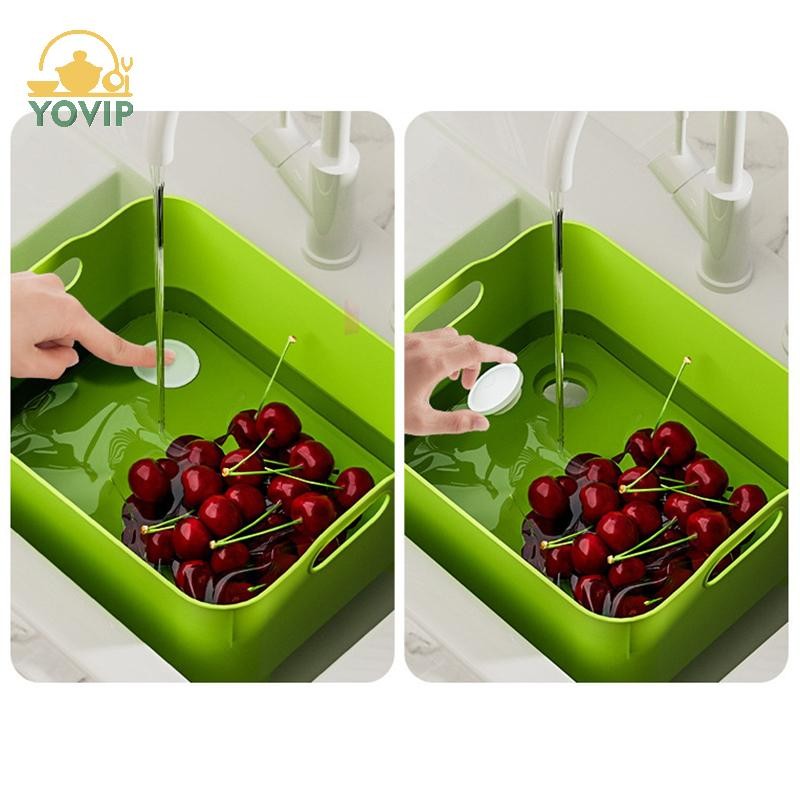 YOVIP Hộ Gia Đình Đơn Giản Di Động Trọn Bộ Giỏ Rửa Rau Nhà Bếp Giỏ Thoát Nước Dày Di Động Bồn Rửa Rau Giỏ Giặt VN