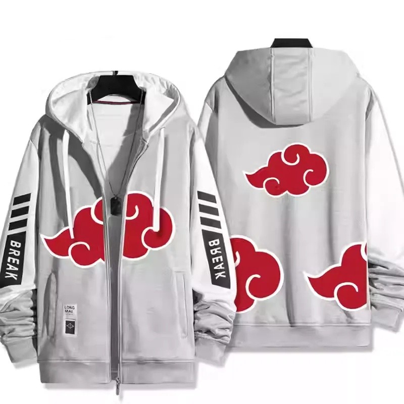 GN NARUTO Akatsuki Akagumo anime dây kéo Áo khoác Hoodie Unisex Top NG