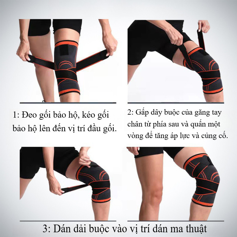 Bó gối có dây quấn trợ lực vải dệt kim 3D thoáng khí AL7720 Đai Quấn Bảo Vệ Đầu Gối（1 đôi）