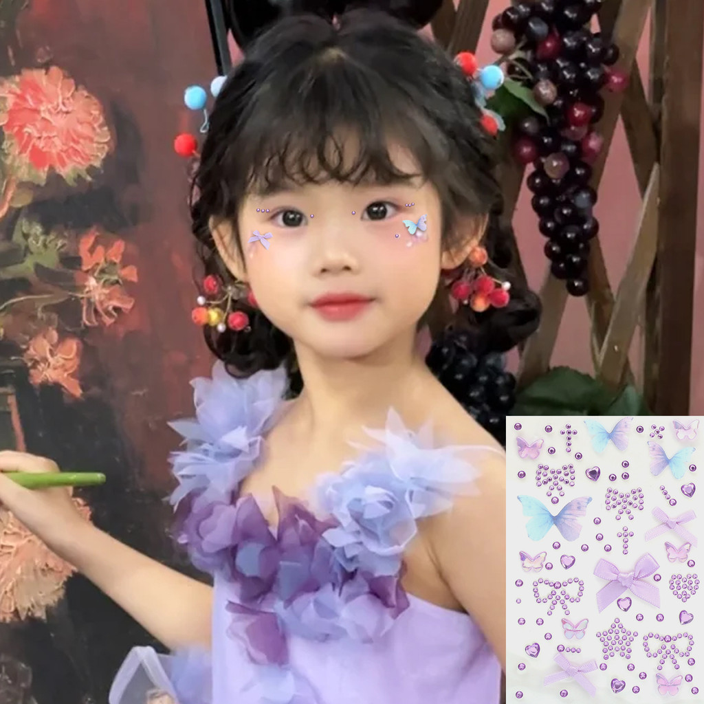 1-5 Miếng Dán Mặt Kim Cương Giả Acrylic - Đá Quý Toàn Thân 5 Màu Aurora Butterfly, Keo Dán Thân Thiện Với Da Để Trang Điểm Tiệc & Trang Trí Sân Khấu