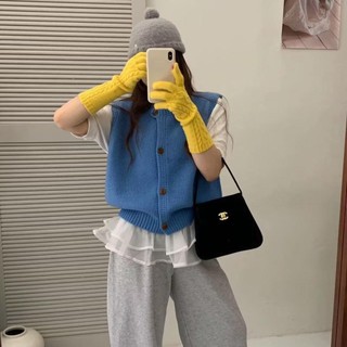 Áo Cardigan Len Màu Đỏ Phong Cách Vest Nhỏ Gọn, Thích Hợp Mùa Thu Đông