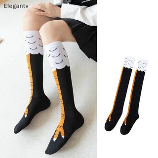 EGN Tất gà chân nữ dài đến đầu gối, họa tiết hoạt hình ngộ nghĩnh, chất liệu cotton với thiết kế 3D