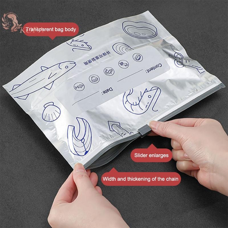 KOPA 10 Cái / túi Tủ Đông Chống Rò Rỉ Nhà Bếp An Toàn Túi Tươi Túi Nhôm Dung Tích Lớn Túi Đựng Thực Phẩm Tươi Giữ Có Thể Tái Sử Dụng Túi Khóa Zip VN
