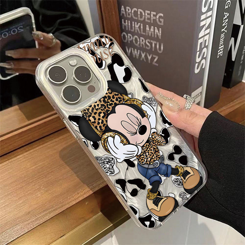 ✨Sopt】[Ốp điện thoại Mickey in họa tiết da báo] ốp lưng iphone16pro/Apple15 promax/14Plus, chống sốc
