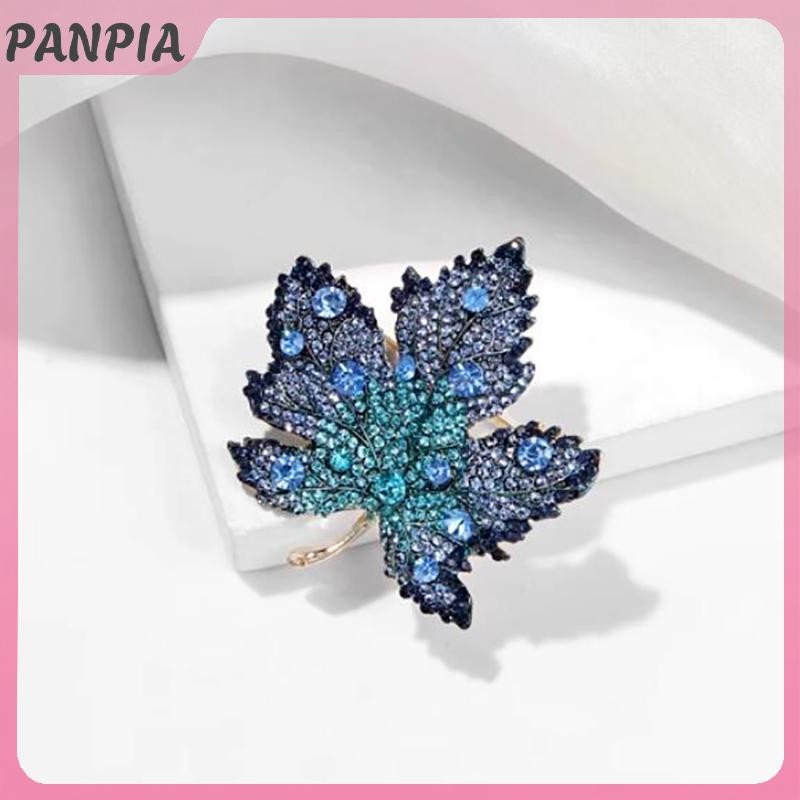 PNPIA-Rhinestone Lá Thổ Cẩm Dành Cho Nữ Thời Trang Thanh Lịch Xòe Lễ Hội Đảng Huy Hiệu Pin Quần Áo Phụ Kiện Trang Sức