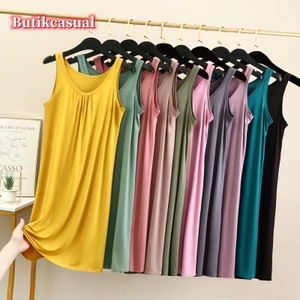 Phụ Nữ Modal Cotton Váy Rời Phòng Chờ Mặc Không Tay Váy Mùa Hè Thường Ngày Đồ Ngủ Váy Nữ