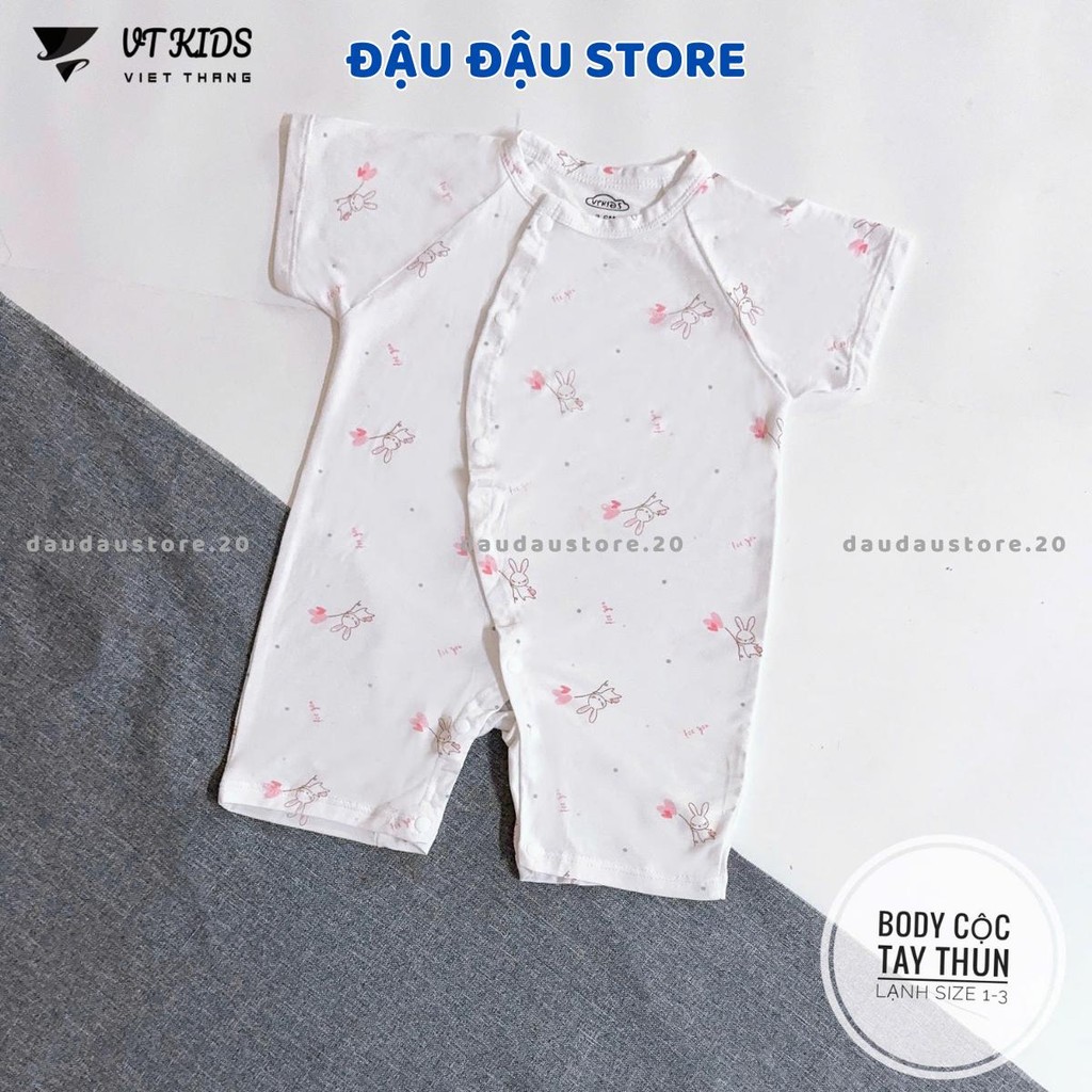 Set 2-3 Body Cộc Tay Trắng Thun Lạnh Cúc Bấm Vạt Chéo Sơ Sinh mềm mịn cho bé trai bé gái 3-9kg VT-BD02 Đậu Đậu Store