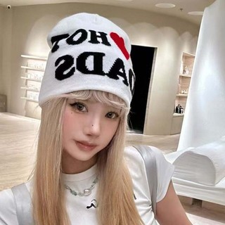 Mũ len thêu chữ dệt kim màu trơn - Phù hợp dạo phố, trượt tuyết và đi xe đạp