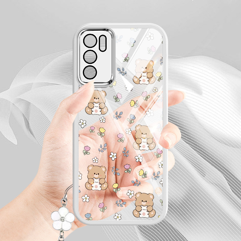 Ốp Điện Thoại YBD INS Style Cho OPPO Reno 12 Pro Reno 12F Realme C65 4G A3 Pro (Ấn Độ) Vỏ Họa Tiết Gấu Nhỏ Được Trang Bị Bảo Vệ Ống Kính
