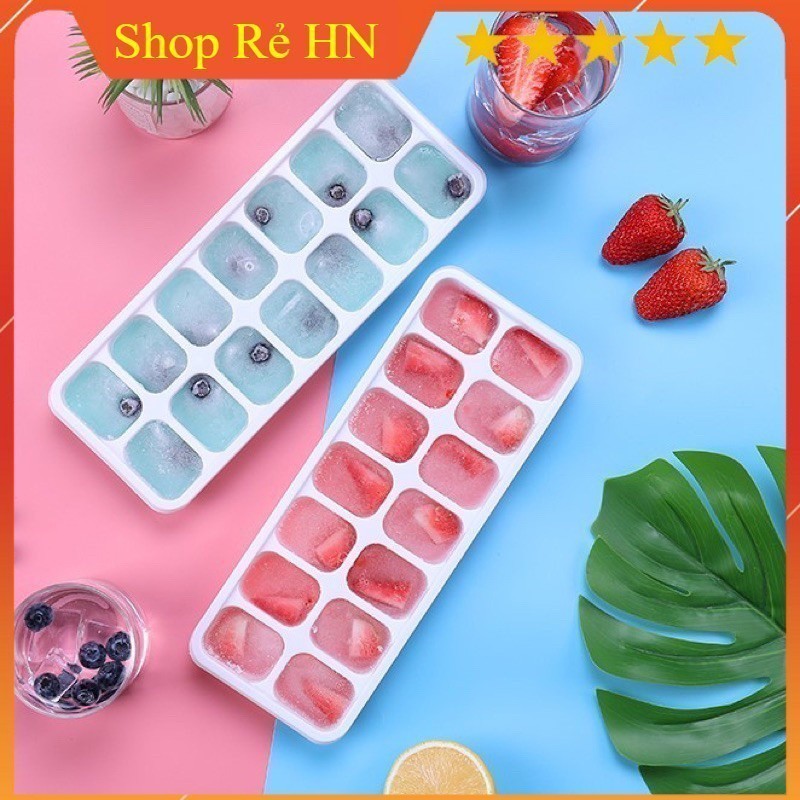 KHAY LÀM ĐÁ SILICON 14 Ô, CÓ NẮP, LẤY RA SIÊU DỄ