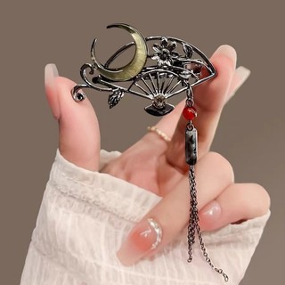 MAUROPOLI Quạt lưỡi liềm cổ điển, kẹp tóc sang trọng, phong cách mới lạ