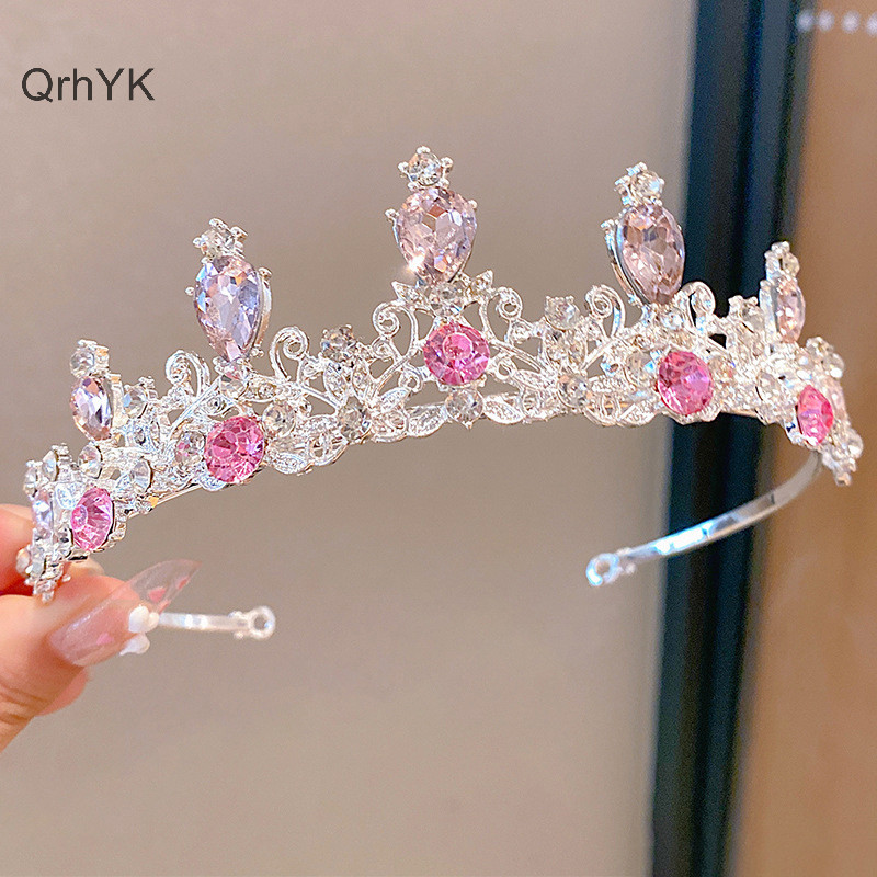 Nhà Máy Thời Trang 2023 Mới Nữ Bé Gái Màu Bạc Vương Miện Mũ Pha Lê Hàn Quốc Tiara Thời Trang Sinh Nhật Đầm Kim Cương Giả Vương Miện Phụ Kiện Tóc QrhYK
