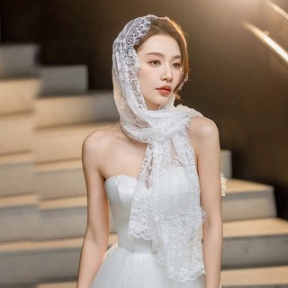 Vipdeal1 Hồi Giáo Ren Đám Cưới Khăn Lau Nhà Thờ Mantilla Cưới Cô Dâu Đầu Che Veil