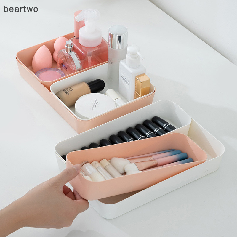 < Beartwo > Hộp lưu trữ kết hợp để bàn Khay đựng mỹ phẩm Trang điểm Quần áo Bộ đồ ăn Giá đỡ ngăn kéo lưu trữ bằng nhựa Sắp xếp Đẹp
