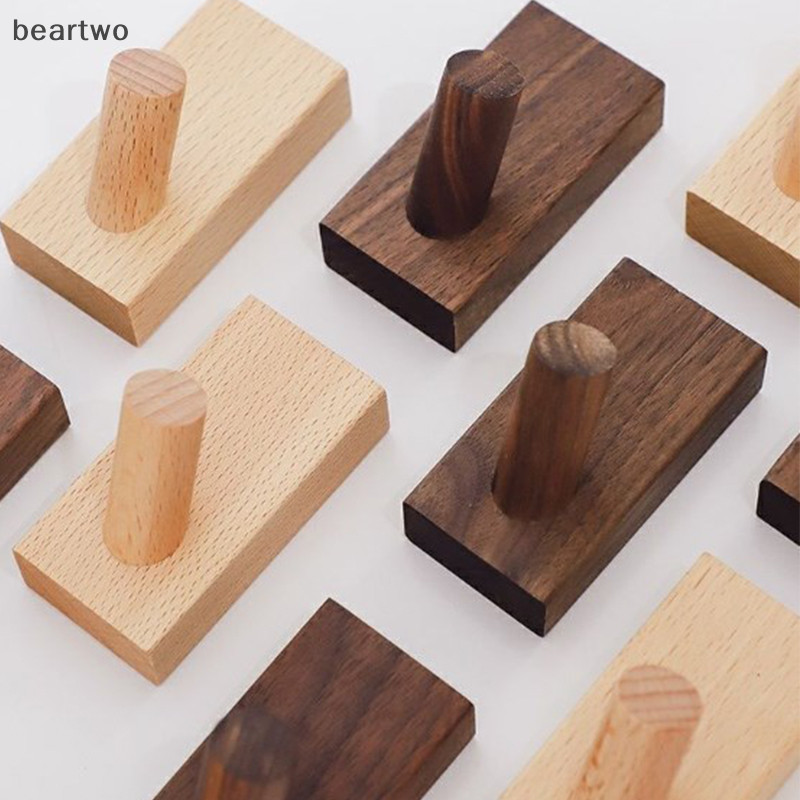 < Beartwo > Móc gỗ nguyên khối đơn giản mới Móc treo quả óc chó Móc treo tường phòng tắm Áo khoác phòng ngủ Giá đựng khăn nhà Móc trang trí chìa khóa đẹp
