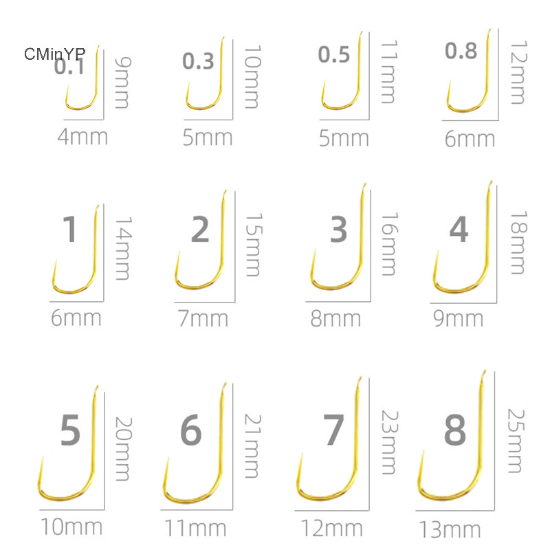 Cminyp 100 Chiếc Mới Kanto Barbless Vàng Cá Móc Chân Dài Đen Hố Cá Chép Và Cá Chép Dụng Cụ Câu Cá Vinh Quang